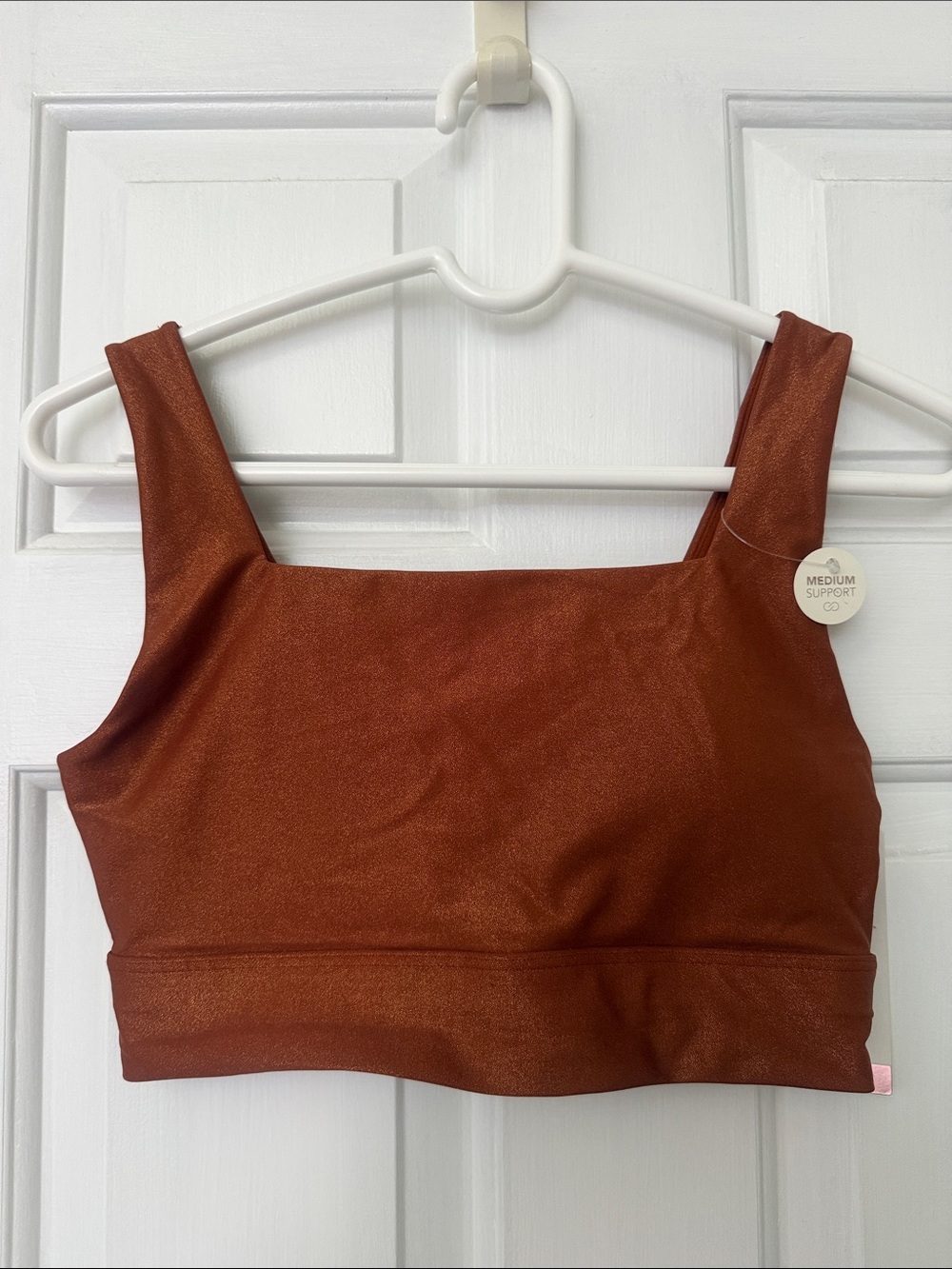 Calia Shimmery Copper Square-Neck Crop Top